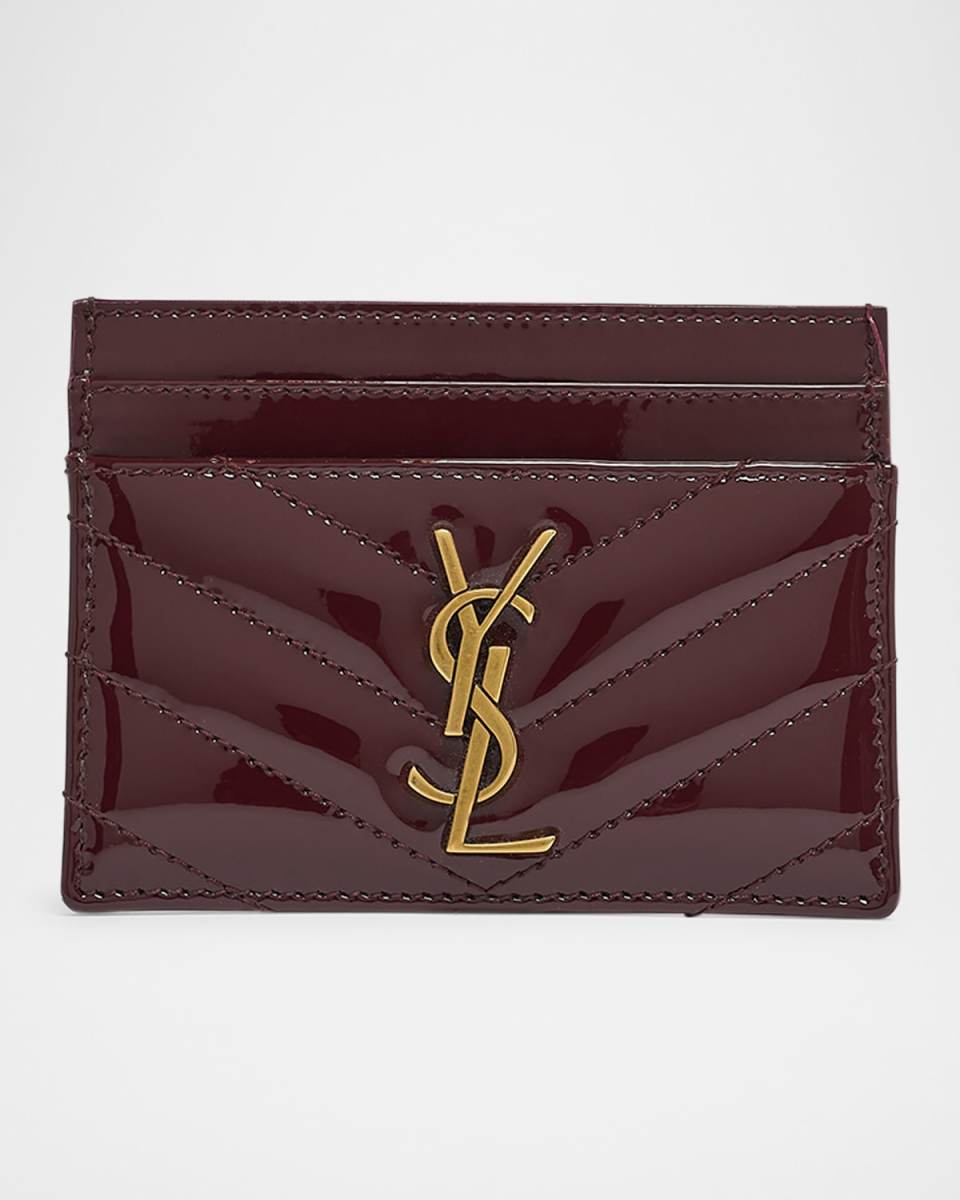 YSL Card Holder in Quilted Patent Leather